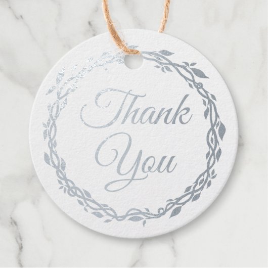 Woodsy Elegance Wedding doppelseitige Silberfolie Geschenkanhänger (Vorderseite)