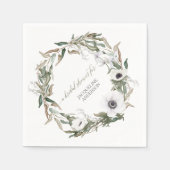 Woodsy Foliage Floral BOHO Wreath Anemone Rustikal Serviette (Vorderseite)