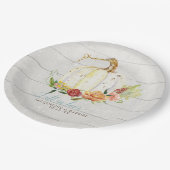 Woodsy-Hochzeit im Herbst White Pumpkin Rot Blüte Pappteller (Schrägansicht)