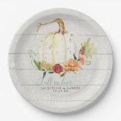 Woodsy-Hochzeit im Herbst White Pumpkin Rot Blüte Pappteller (Vorderseite)