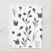Woodsy Iris Blue Lila Floral Einladung (Rückseite)