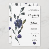 Woodsy Iris Blue Lila Floral Einladung (Vorne/Hinten)