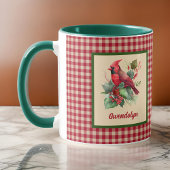 Woodsy Kardinal mit Gingham Monogram Christmas Tasse