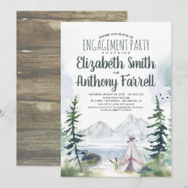 Woodsy Mountains Adventure Boho Engagement Party Einladung