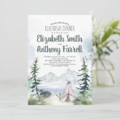 Woodsy Mountains Adventure Boho Probe Dinner Einladung (Stehend Vorderseite)