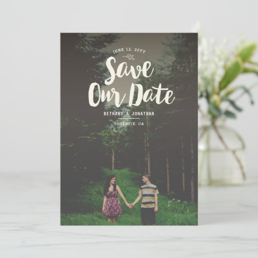 Woodsy Overlay Save the Date (Stehend Vorderseite)