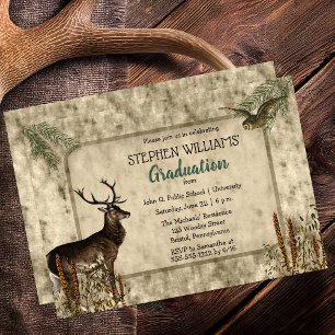 Woodsy Rustic Deh Owl Graduation Party Einladung