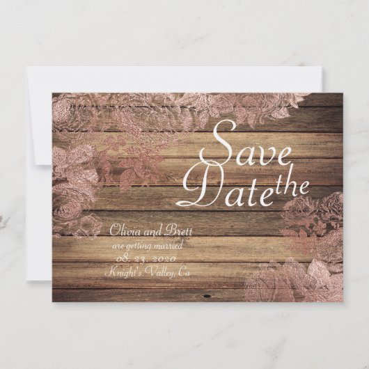 Woodsy Rustic Rose Hochzeit speichern das Datum Save The Date (Vorderseite)