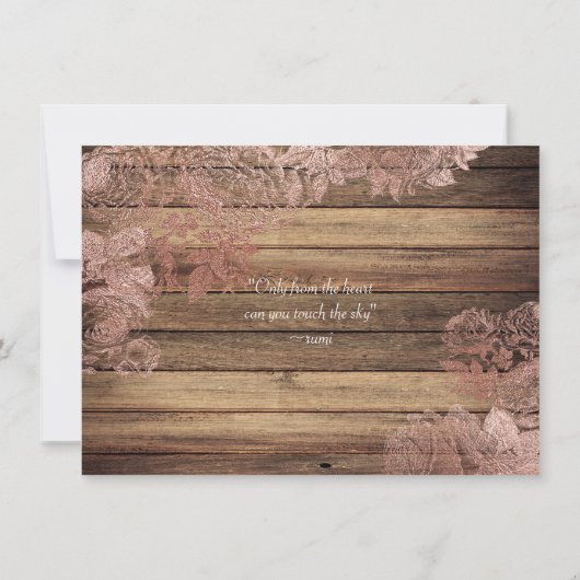 Woodsy Rustic Rose Hochzeit speichern das Datum Save The Date (Rückseite)