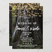 Woodsy Tree Sparkle Lights Forest Rustikale Hochze Einladung (Vorne/Hinten)