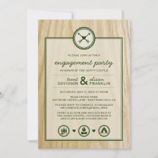Woodsy Wedding & Glamping Engagement Party Einladung