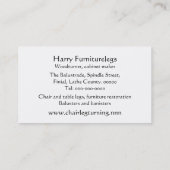 Woodturner an einer Drehbank Visitenkarte (Rückseite)