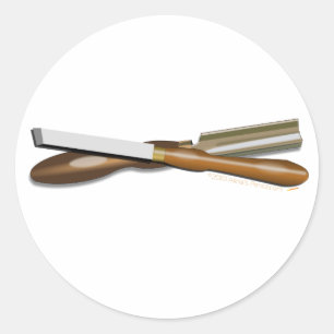 Woodturning Werkzeuge gekreuzter Runder Aufkleber