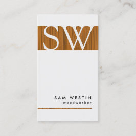 Woodworker Bold Monogram Business Card Visitenkarte