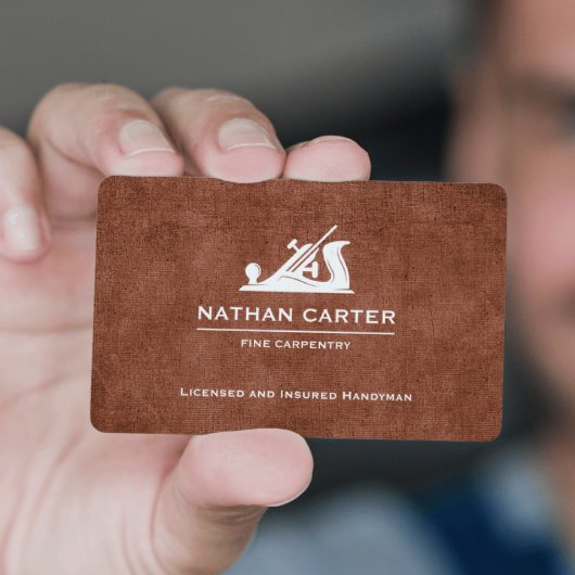 Woodworker Carpenter Jack Flugzeug Grunge BROWN Visitenkarte