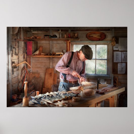 Woodworker - Carving - Carving a duck Poster (Vorne)