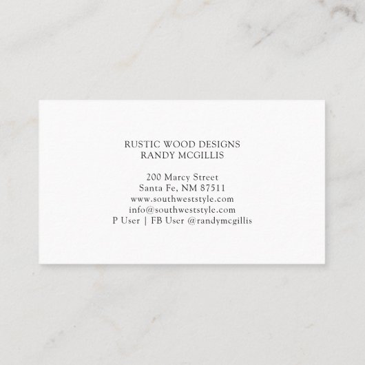 Woodworker Wood Business Card Visitenkarte (Rückseite)