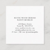 Woodworker Wood Grain Business Card Quadratische Visitenkarte (Rückseite)