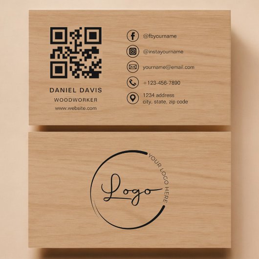 Woodworker Wood Professional QR Code Visitenkarte