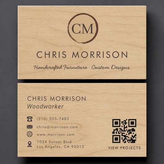 Woodworker Wood QR Code Professional Visitenkarte