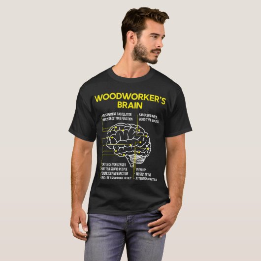 Woodworker's Brain Funny Woodworking Carpenter T-Shirt (Vorne ganz)