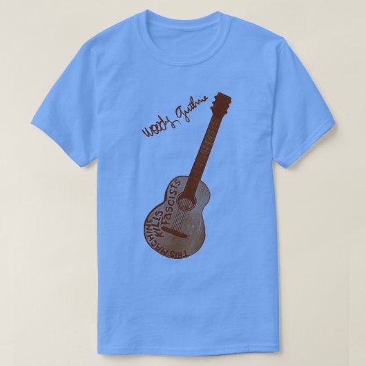 Woody Guthrie Diese Maschine tötet Faschisten Guit T-Shirt (Design vorne)