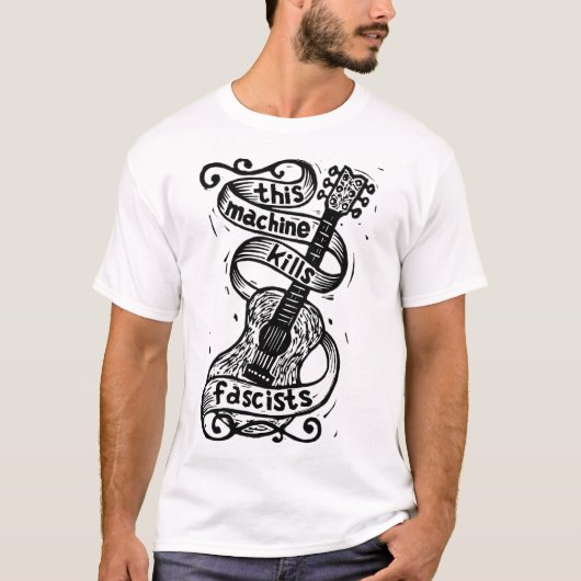 Woody Guthrie - Diese Maschine tötet Faschisten T-Shirt (Vorderseite)