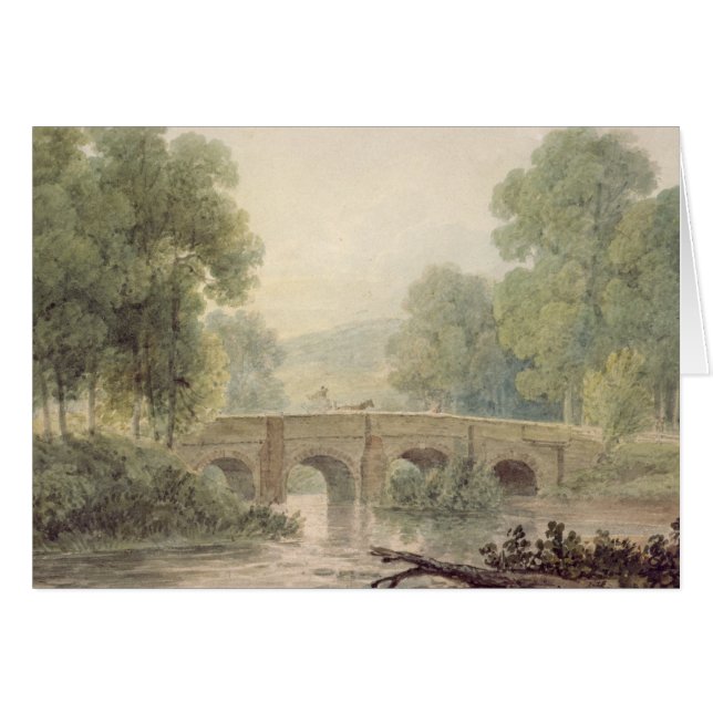 Woody-Landschaft mit einer Steinbrücke über einem (Vorderseite (Horizontal))