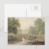 Woody Landschaft mit einer Steinbrücke über einen  Postkarte (Vorne/Hinten)