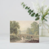 Woody Landschaft mit einer Steinbrücke über einen  Postkarte (Stehend Vorderseite)