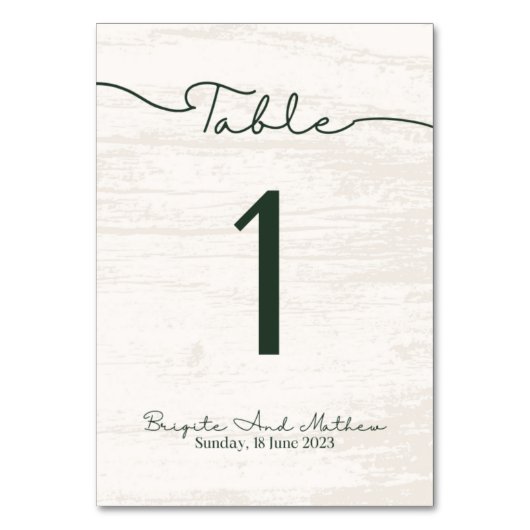 Woody Modern Table Card Tischnummer (Vorderseite)