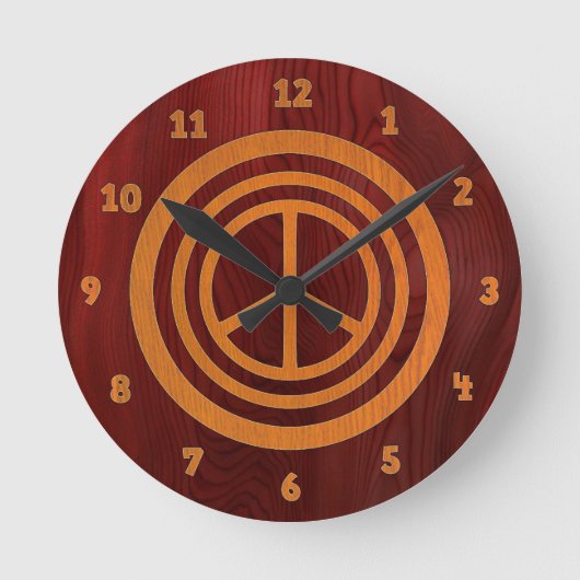 Woody Peace II Runde Wanduhr (Vorderseite)