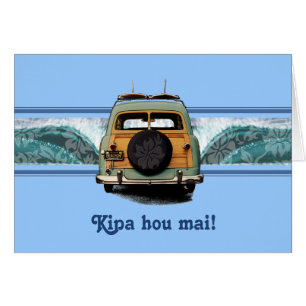 Woody Wave Hawaiian Surf Illustration