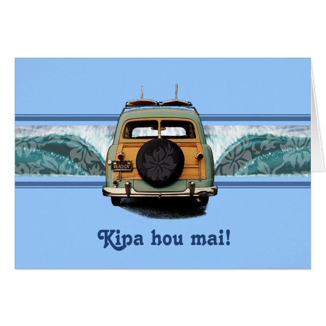 Woody Wave Hawaiian Surf Illustration (Vorderseite (Horizontal))