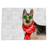 Woof Art Funny German Shepherd Weihnachten Große Geschenktüte (Vorderseite)