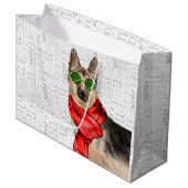 Woof Art Funny German Shepherd Weihnachten Große Geschenktüte (Vorderseite Schrägansicht)