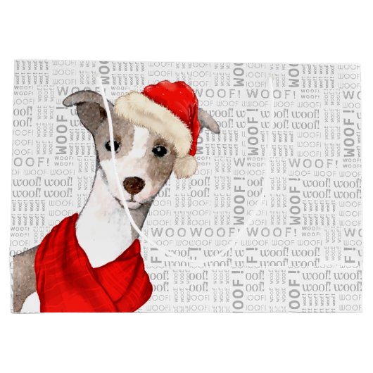 Woof Art Funny Italian Greyhound Dog Weihnachten Große Geschenktüte (Rückseite)