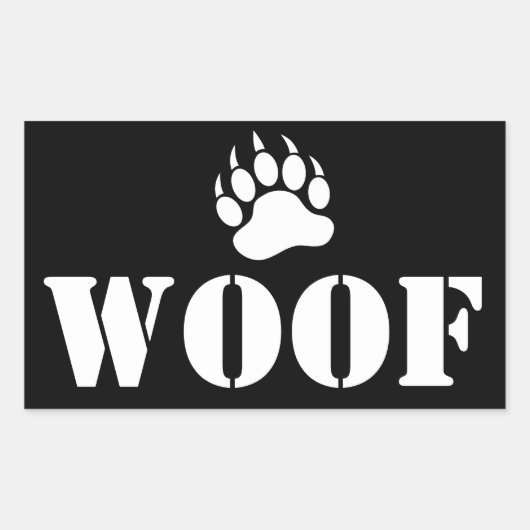 woof Bear Paw Rechteckiger Aufkleber (Vorderseite)