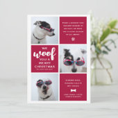 Woof dir ein frohes Weihnachtsfoto Collage Feiertagskarte (Stehend Vorderseite)