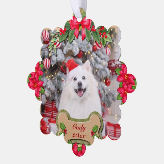 Woof dir ein fröhliches Personalisiertes Hundesche Ornament Karte (Linke Ecke)