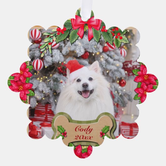 Woof dir ein fröhliches Personalisiertes Hundesche Ornament Karte (Vorderseite)