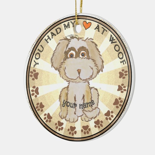 Woof Dog Keramik Ornament (Links)