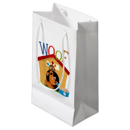 Woof Dog Kleine Geschenktüte (Vorderseite Schrägansicht)