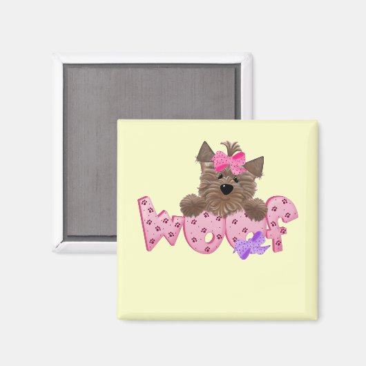 Woof Dog Pink Tshirts und Geschenke Magnet (Vorderseite/Rückseite)