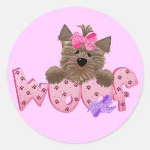 Woof Dog Pink Tshirts und Geschenke Runder Aufkleber
