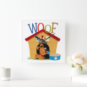 Woof Dog Quadratische Wanduhr (Zuhause)