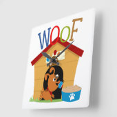 Woof Dog Quadratische Wanduhr (Winkel)