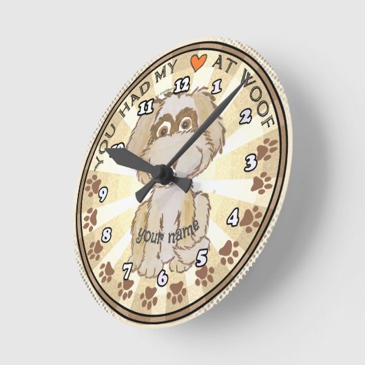 Woof Dog Runde Wanduhr (Winkel)