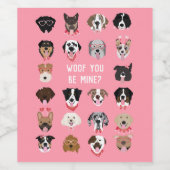 Woof du bist mein Hund Gesicht Muster Weinetikett (Einzelnes Label)