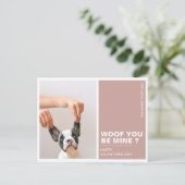 Woof du meinst | Valentine Dog Postkarte (Stehend Vorderseite)